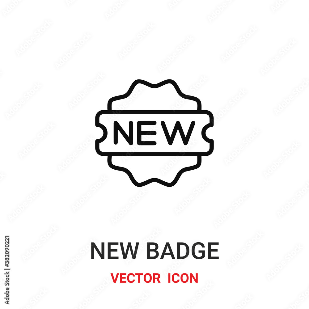 Poster new badge icon vector symbol. new badge symbol icon vector for your design. modern outline icon for 