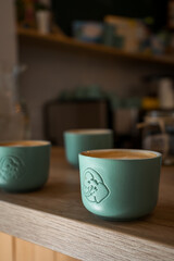 Vertical shot of cups of coffee