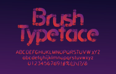 Brush stroke alphabet font. Uppercase and lowercase handwritten letters, numbers and symbols. Stock vector typescript for your typography design.