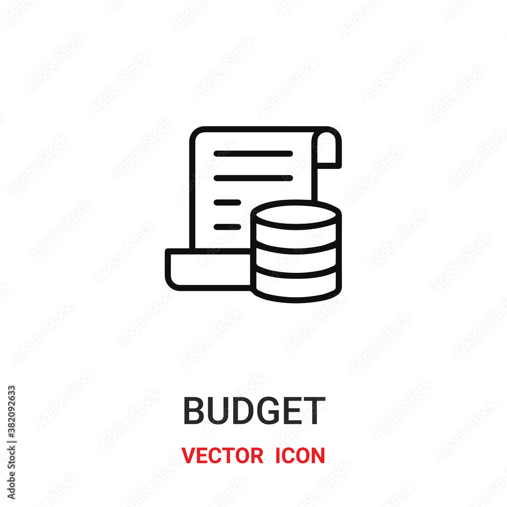Poster budget icon vector symbol. budget symbol icon vector for your design. modern outline icon for your w