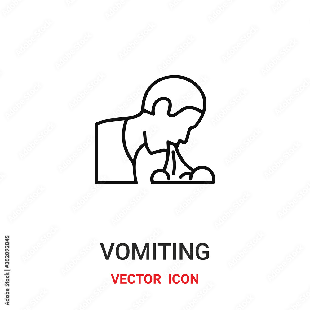 Poster vomiting icon vector symbol. no symbol icon vector for your design. modern outline icon for your web