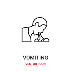 vomiting icon vector symbol. No symbol icon vector for your design. Modern outline icon for your website and mobile app design.