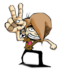 
 The man Raise two fingers Fight