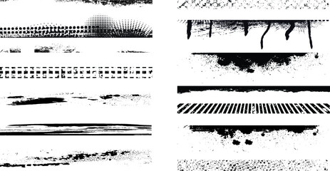 Obraz premium Grunge Paint Roller . Vector brush Stroke . Distressed banner . Black stripes isolated. paintbrush collection . Modern Textured shape . Dry border in Black . Bulge lines