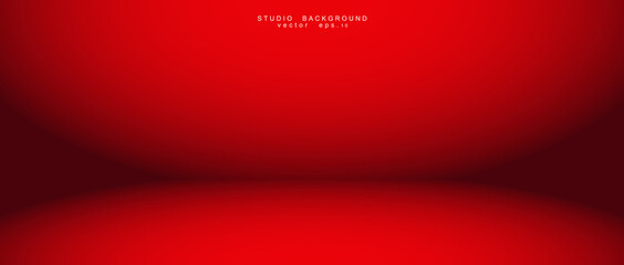 Obraz premium Empty red color studio room luxury background. Abstract gradient red, used as background for display products design web template, Vector illustration