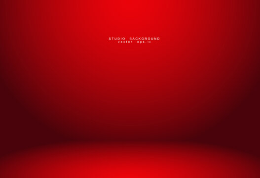 Empty Red Color Studio Room Luxury Background. Abstract Gradient