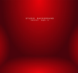 Empty red color studio room luxury background. Abstract gradient