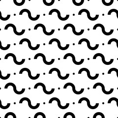 Curves, dots seamless pattern. Curved lines, mini circles print. Ethnic ornament. Folk wallpaper. Tribal motif. Wavy stripes, spots background. Geometrical shapes backdrop. Abstract image. Vector art