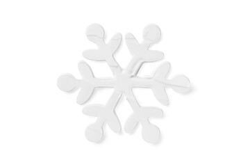 Сream moisturizer texture snowflake shape isolated on white background. Facial or body skin care beauty cosmetic product swatch, top view. Winter holidays concept