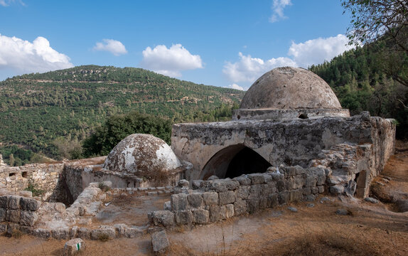 Ruins of the medieval mosque and tomb of Shaykh Sultan Badr in the destroyed arab village west of Jerusalem, Israel. The place is being used as tourist point of interest.