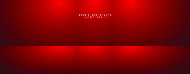 Empty red color studio room luxury background. Abstract gradient red, used as background for display products design web template, Vector illustration