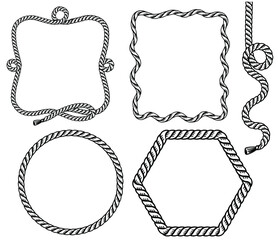 Rope frame. Set of rope frames background for text or design isolated on white - 382095858