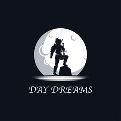 Kid dreams in the moon logo design template