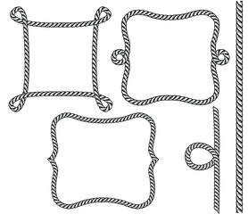 Rope frame. Set of rope frames background for text or design isolated on white © GeraKTV