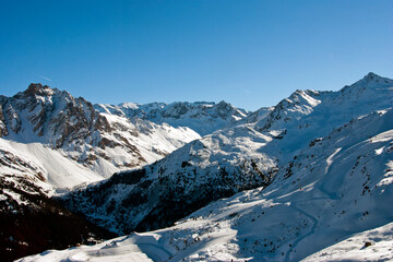 Fototapeta na wymiar Meribel Mottaret Les Trois Vallees 3 Valleys ski area French Alps France