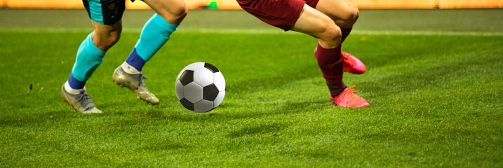 banner of soccer game players fighting for football