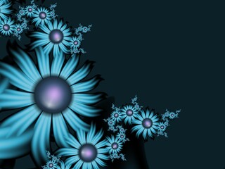 Blue fractal illustration background with flower. Creative element for design.Original digital artwork with place for text...Creative work.