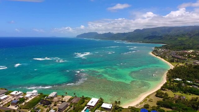 Aerial  Laie Point, Oahu Hawaii