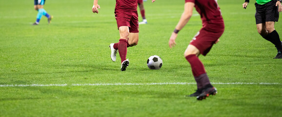 banner of soccer game players fighting for football