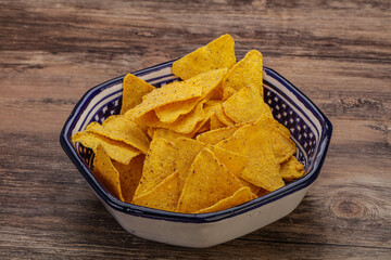 Mexican crunchy corn nachos triangle