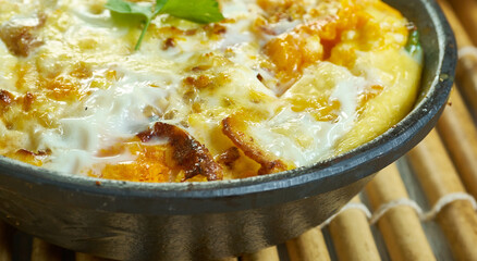 Bacon, ricotta,  pumpkin oven-baked frittata