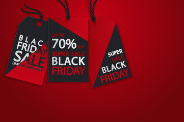 Black Friday realistic vector paper price tag. Sale price tag labels. © ku4erashka