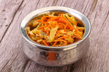 Spicy pickled cabbage with carrot