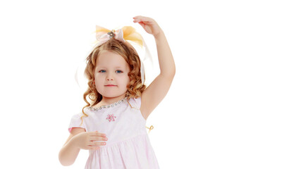 Portrait of a little girl close-up.Isolated on white background.