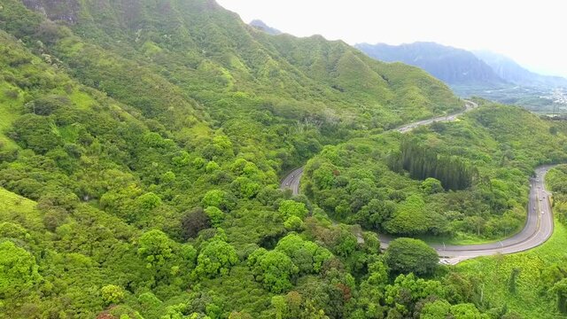 Aerial Pali Hwy, Oahu, Hawaii