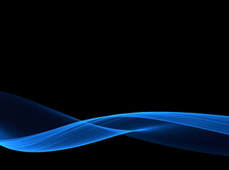 Elegance of blue fractal waves isolated on black backgraund