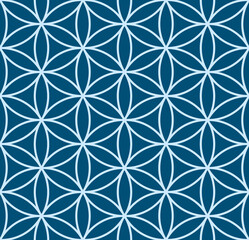 Japanese Hexagon Flower Vector Seamless Pattern