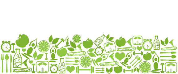 Health Symbols Green Background Bottom

