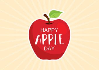 Happy Apple Day vector. One red apple with the inscription icon vector. Apple Day Poster, October 21. Important day