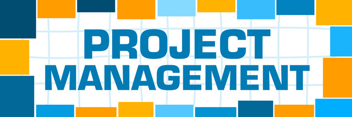 Project Management Blue Orange Surround Boxes Horizontal 