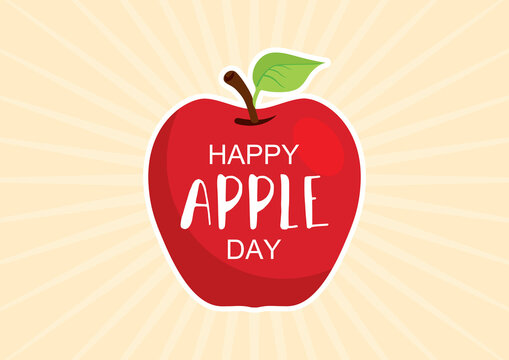 Happy Apple Day vector. One red apple with the inscription icon vector. Apple Day Poster, October 21. Important day - Powered by Adobe