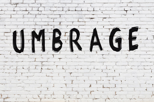 Inscription Umbrage Painted On White Brick Wall