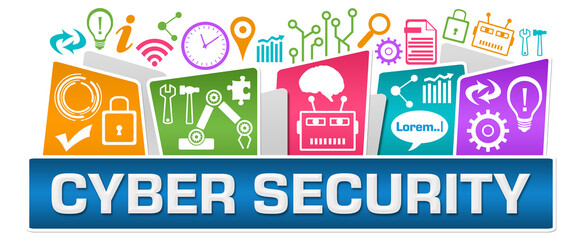 Cyber Security AI Symbols On Top Colorful 