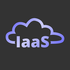 Infractructure as a service. IaaS technology icon, logo. Packaged software, decentralized application, cloud computing. Gear wheels. Application service. Vector illustration.