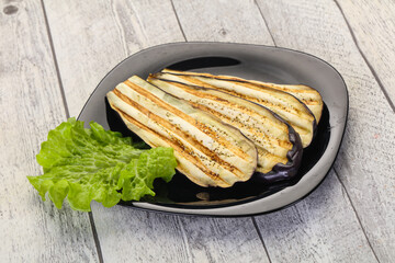 Grilled eggplant in the bowl