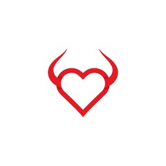 Love symbol with devil horn logo concept icon