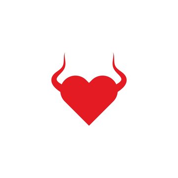 Love symbol with devil horn logo concept icon