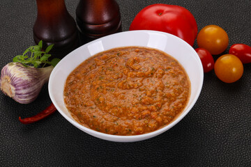 Famous Spanish gazpacho tomato soup