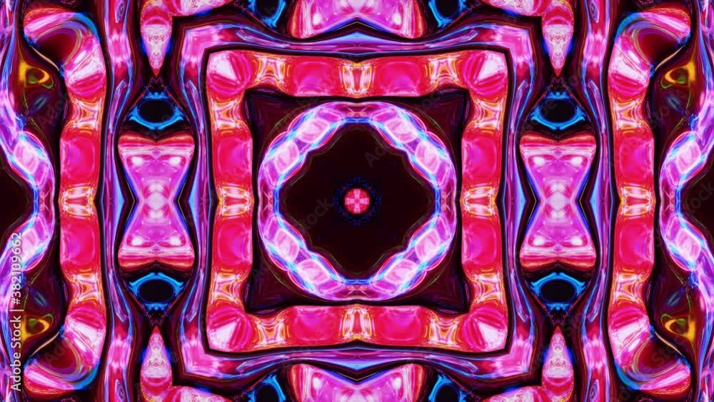 Poster liquid wavy pattern like kaleidoscope with waves, multicolor gradient. 3d stylish abstract looped bg