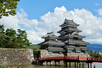 Fototapeta premium 日本のお城と着物姿の日本人の女性