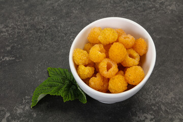 Sweet ripe tasty yellow raspberry