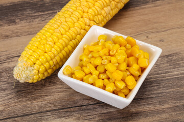Young corn seeds in the bowl
