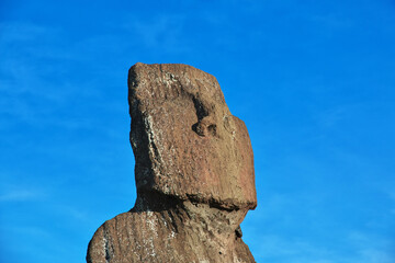 Rapa Nui. The statue Moai in Ahu Tahai on Easter Island, Chile
