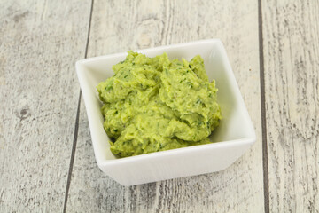 Avocado guacamole sauce with chili pepper