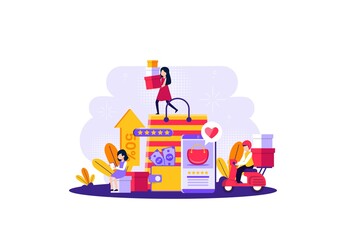 Naklejka premium delivery of goods that have been purchased by customers through online shops. Vector illustration