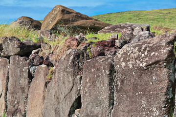 Rapa Nui. Ahu Vinapu park on Easter Island, Chile